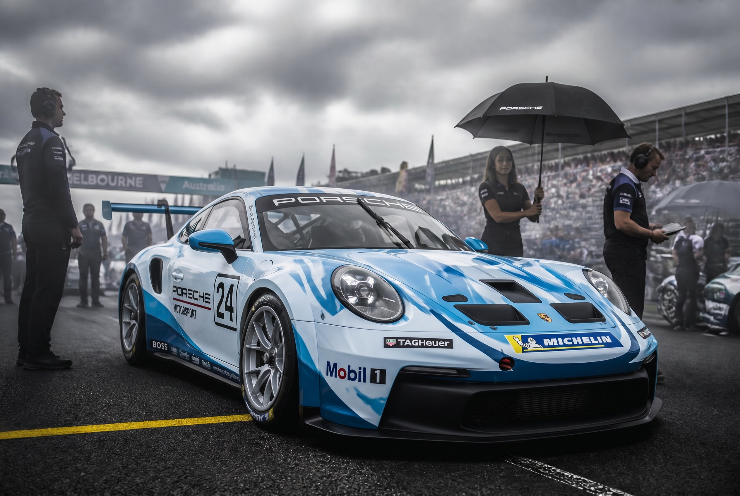 Porsche 911 GT3 Cup on the starting grid